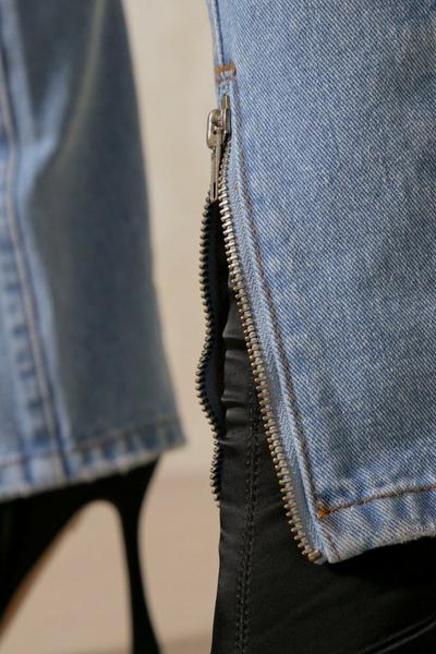 MissPap vintage wash Zip Detail Straight Leg Jean