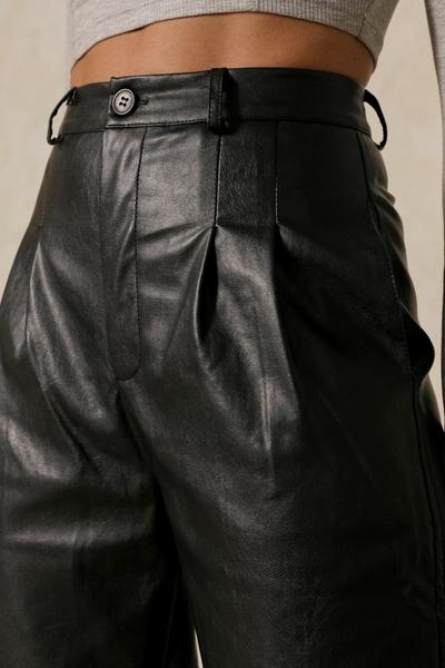 MissPap black Leather Look Pleated Waist Trouser
