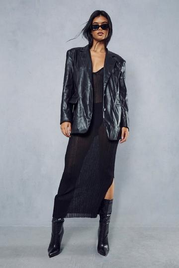 Oversized Leather Look Blazer black