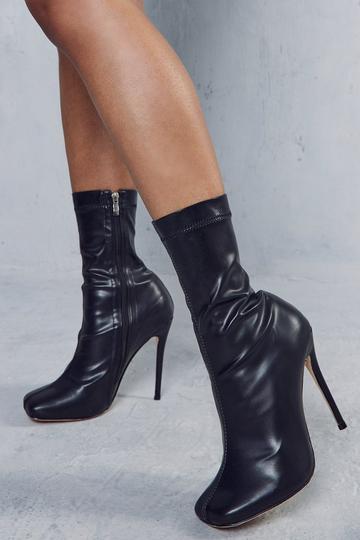 Square Toe Heeled Ankle Boots black