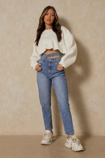 Dark Brown Strap Waist Cut Out Straight Leg Jeans