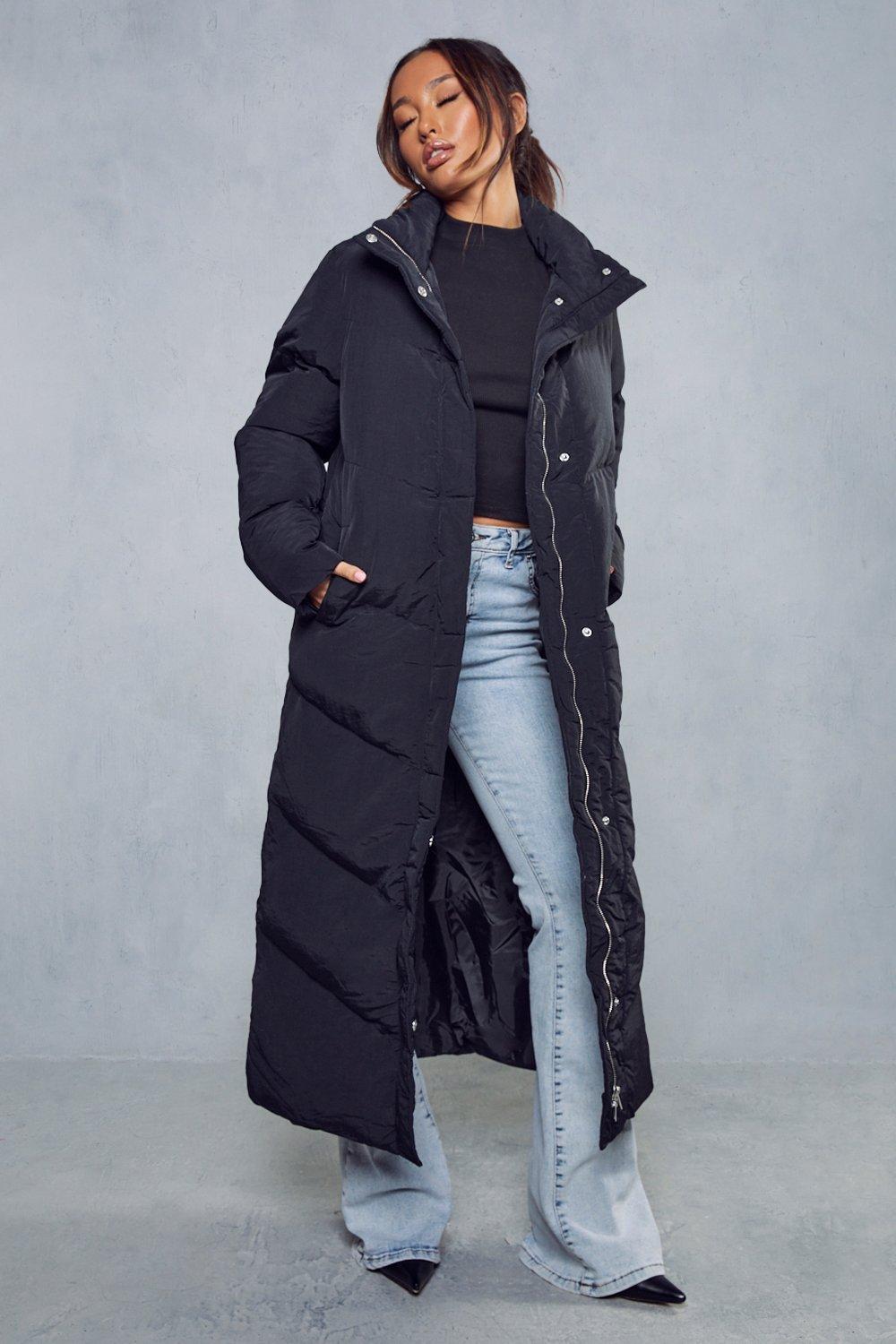 sanctuary belted maxi puffer coat