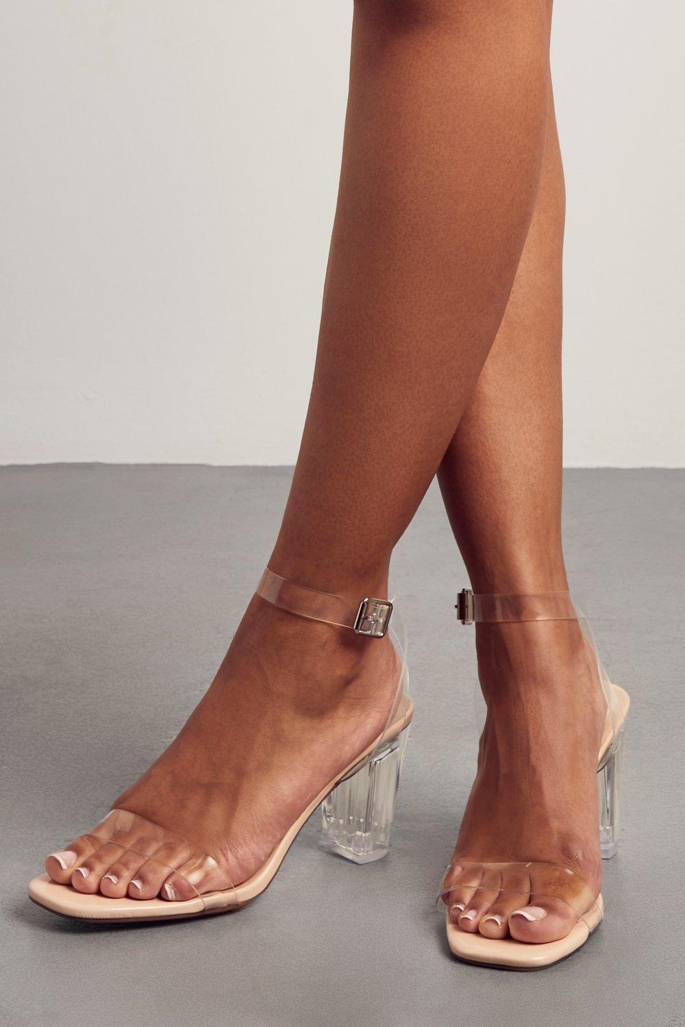 Mid block clear heels on sale