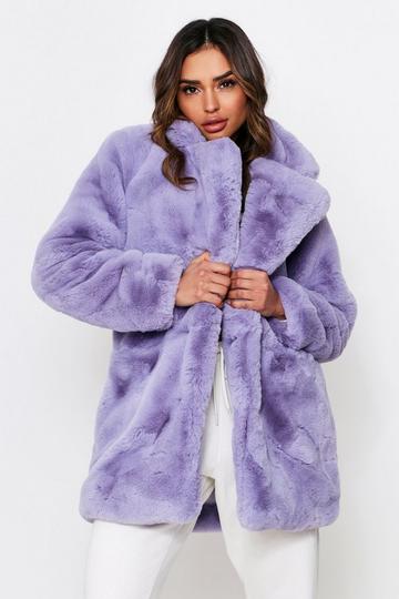 Lilac Purple Oversized Faux Fur Coat