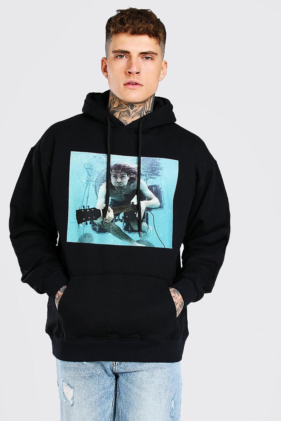 Black Kurt Cobain Oversize hoodie med tryck image number 1