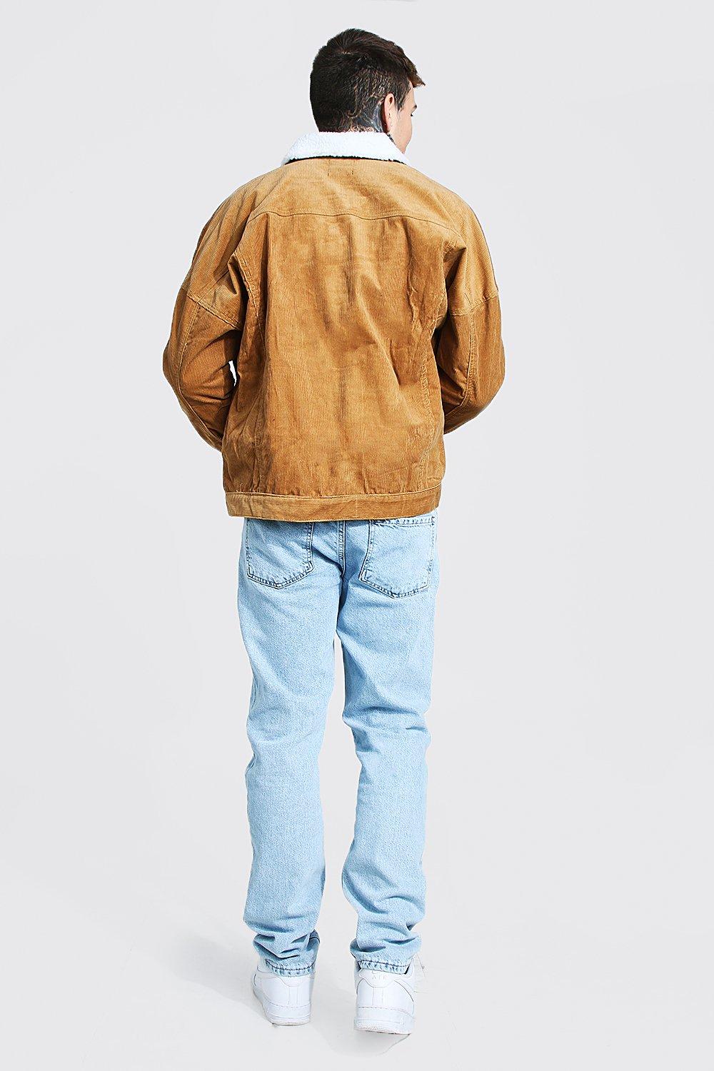 Oversized Borg Collar Cord Jacket boohoo DK