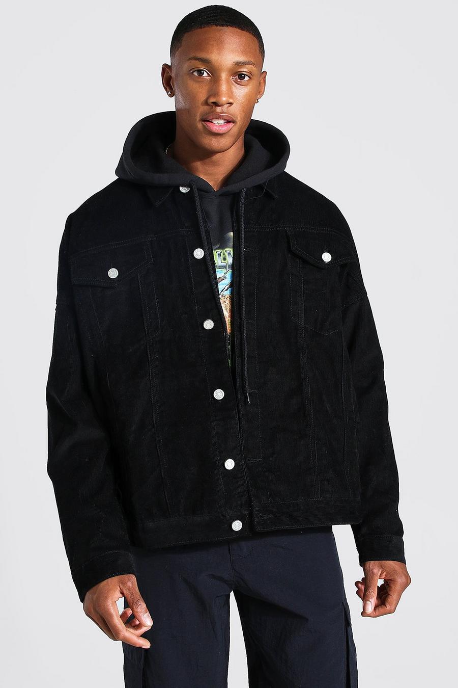 Black Oversized Cord Jacket image number 1