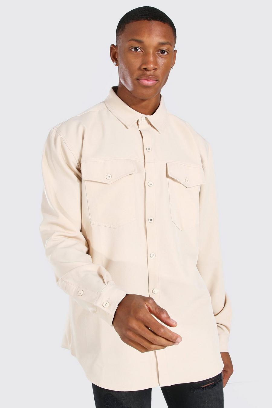 Ecru white Smart Utility Stretch Shirt Jacket image number 1