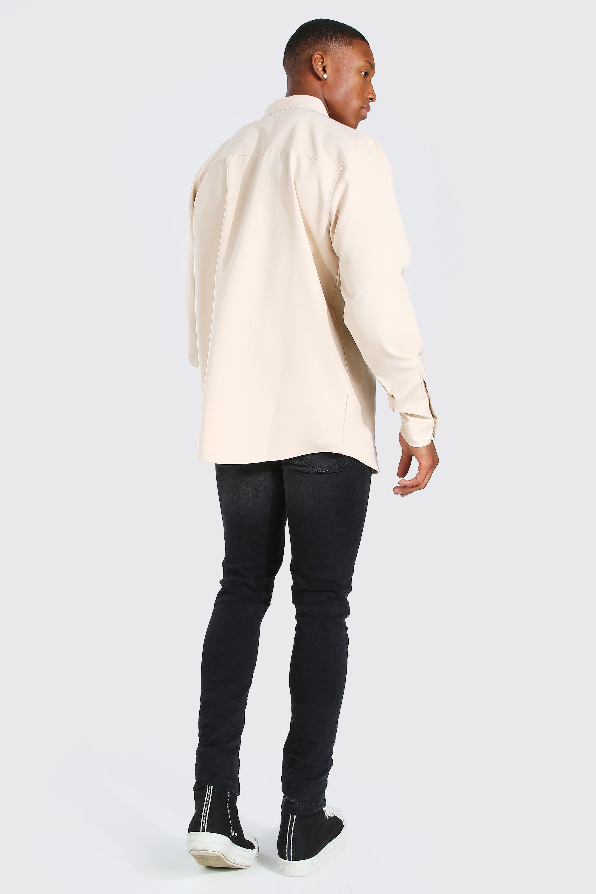 Men's Smart Utility Stretch Shirt Jacket | boohoo