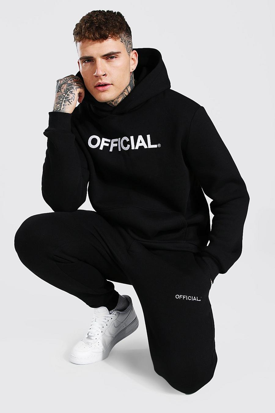 Black Official Embroidered Hooded Tracksuit image number 1