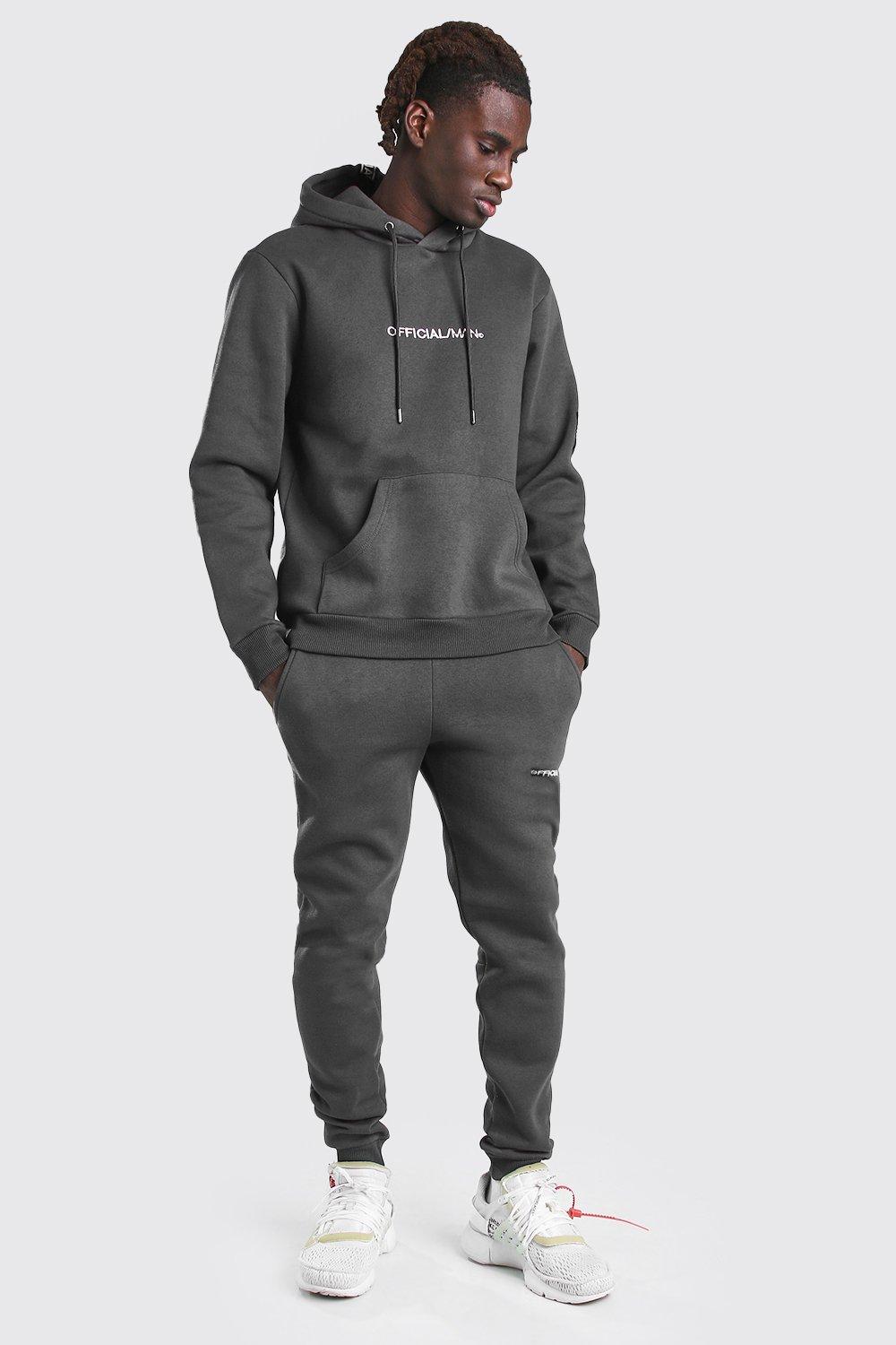 man signature skinny fit jacquard tracksuit with tape