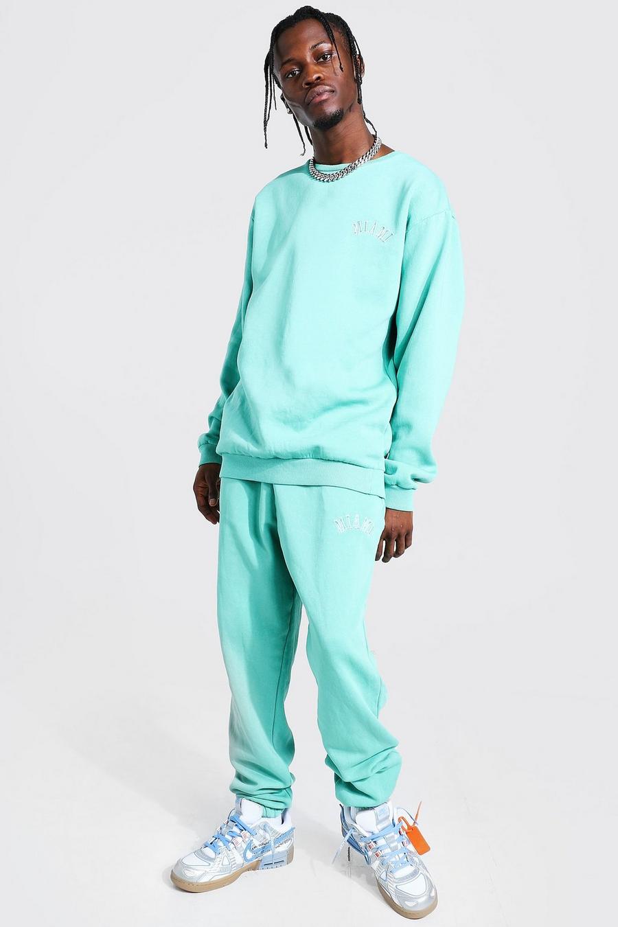 Turquoise Overdyed Loose Fit Miami Tracksuit image number 1