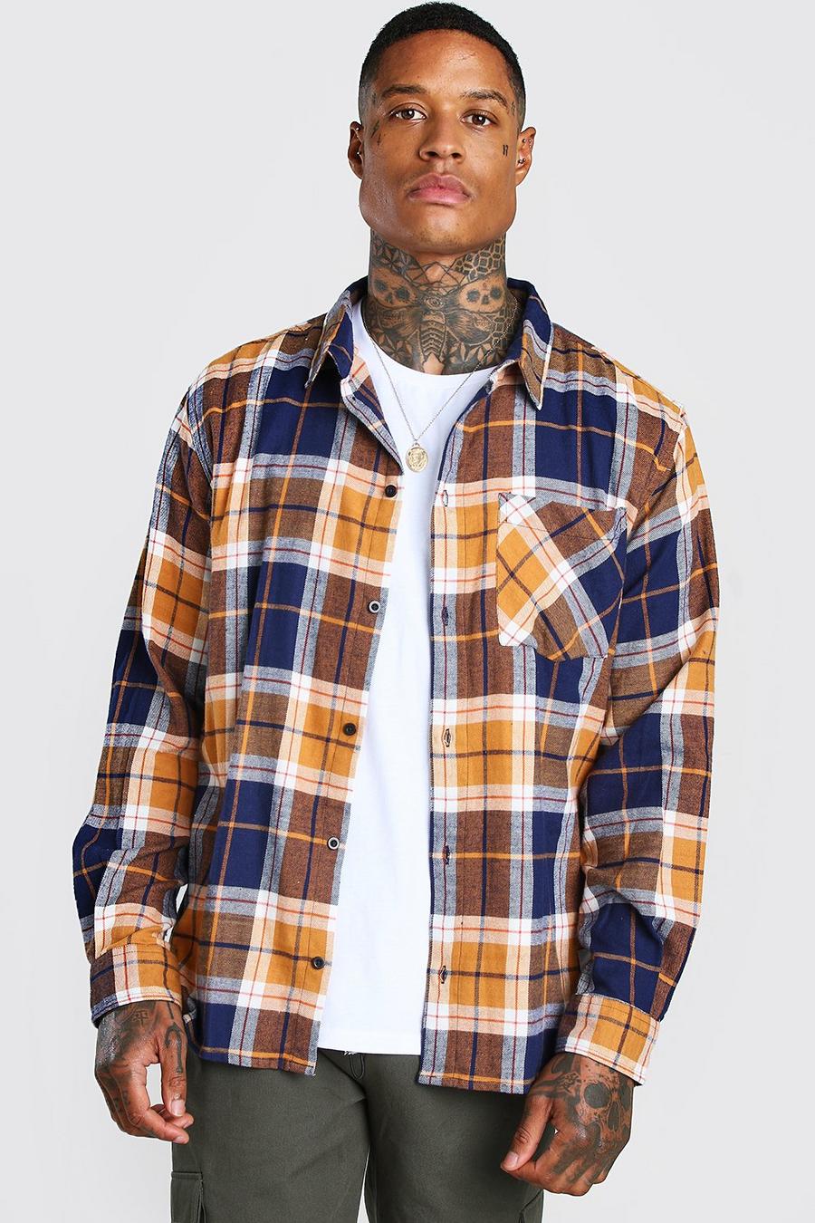 Yellow Check Shirt With Woven Hem Tab image number 1