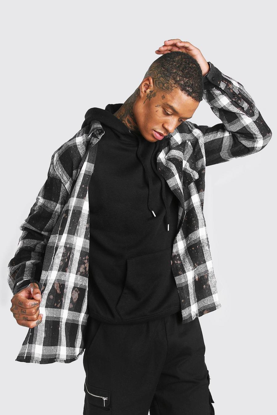 Black Check Shirt With Bleaching image number 1