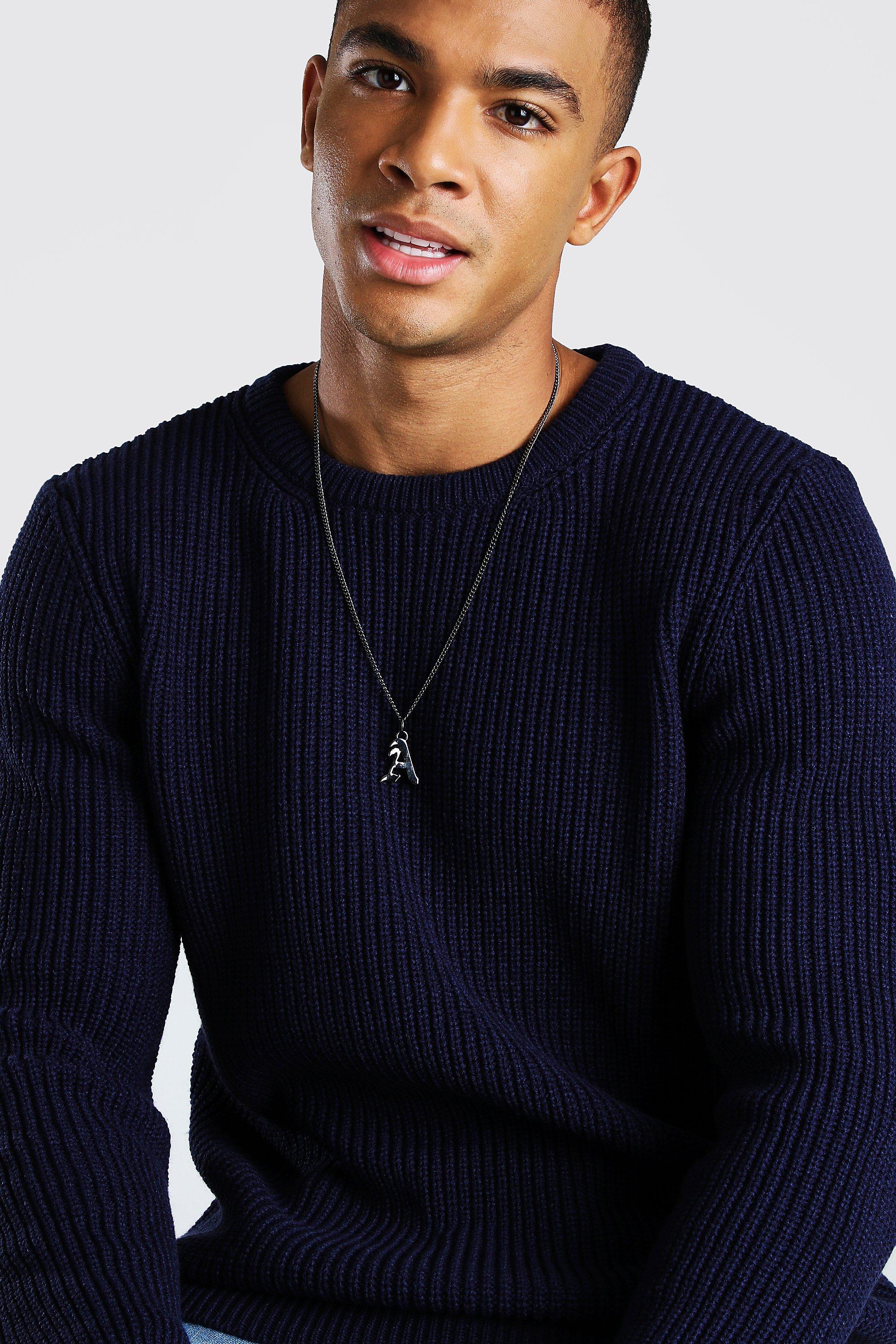 Regular Fit Crew Neck Fisherman Knitted Sweater