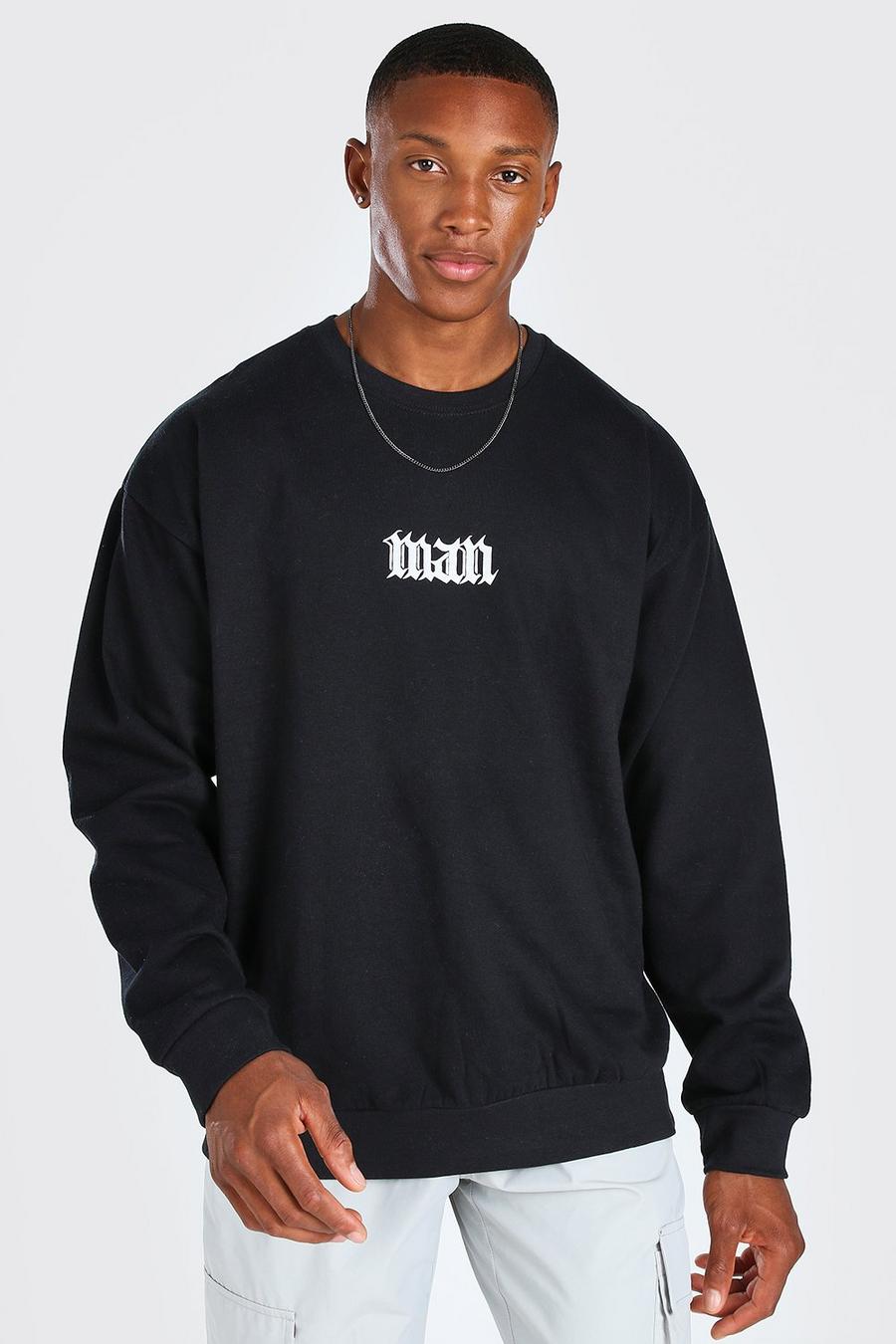 Black MAN Oversize sweatshirt med tryck image number 1