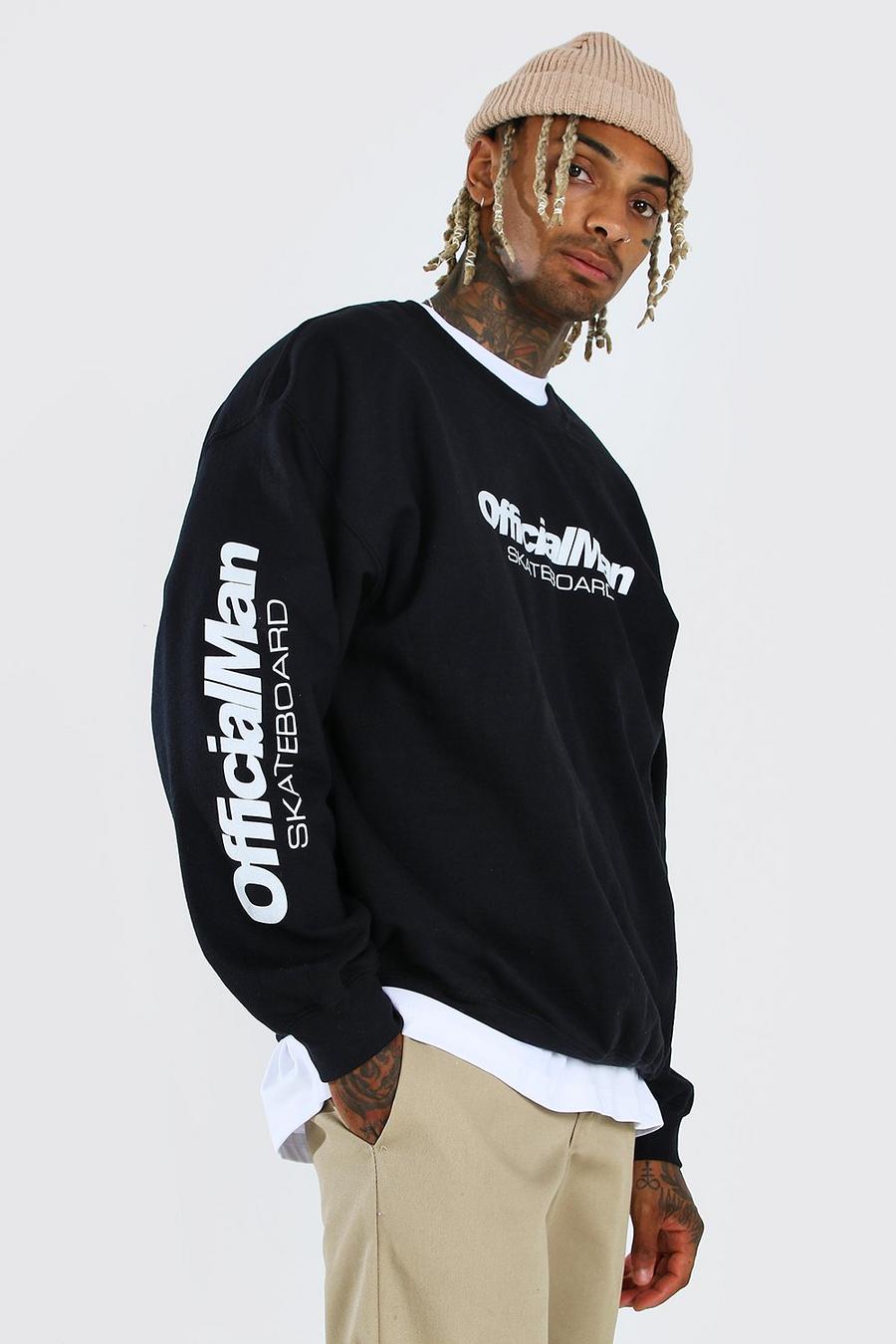 Black Official MAN Skateboard Oversized Sweater image number 1