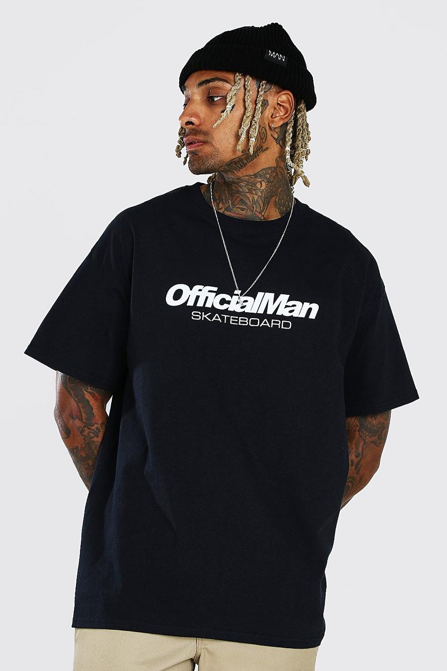 Black Official MAN Skateboard Oversized T-Shirt image number 1