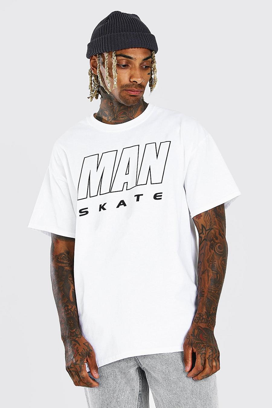 White weiß MAN Skate Oversized T-Shirt image number 1