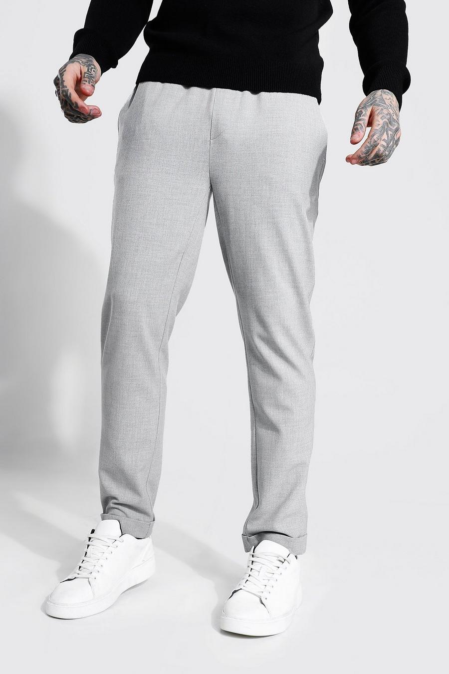 Skinny Smart Cropped Jogger With Turn Up, Light grey image number 1