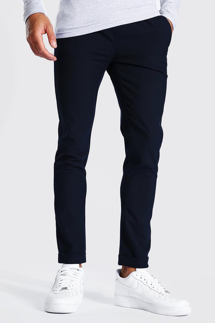 Eleganti pantaloni tuta skinny alla caviglia con risvolto, Blu oltremare image number 1
