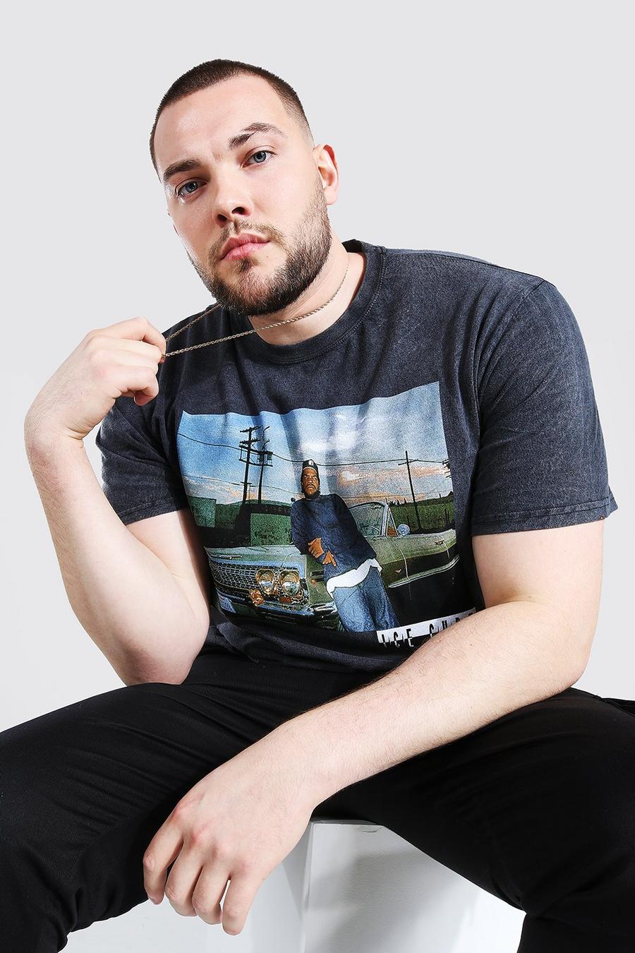 Black Plus size - Ice Cube Stentvättad t-shirt med tryck image number 1