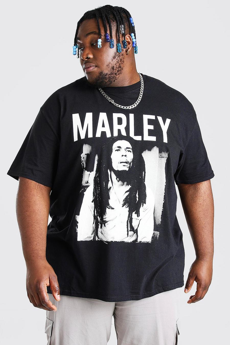שחור טישרט ממותג Bob Marley למידות גדולות image number 1