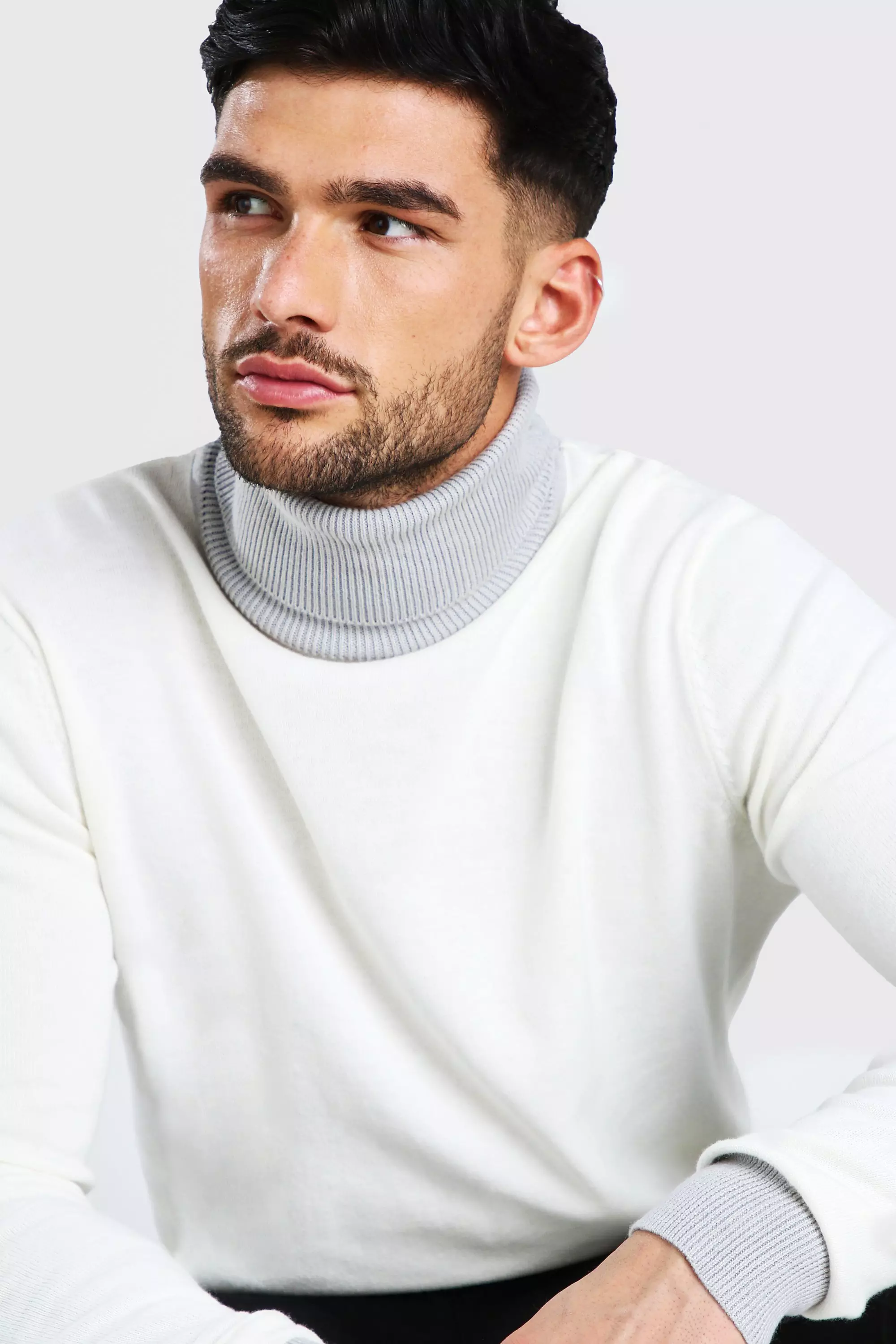 White chunky roll neck 2024 jumper