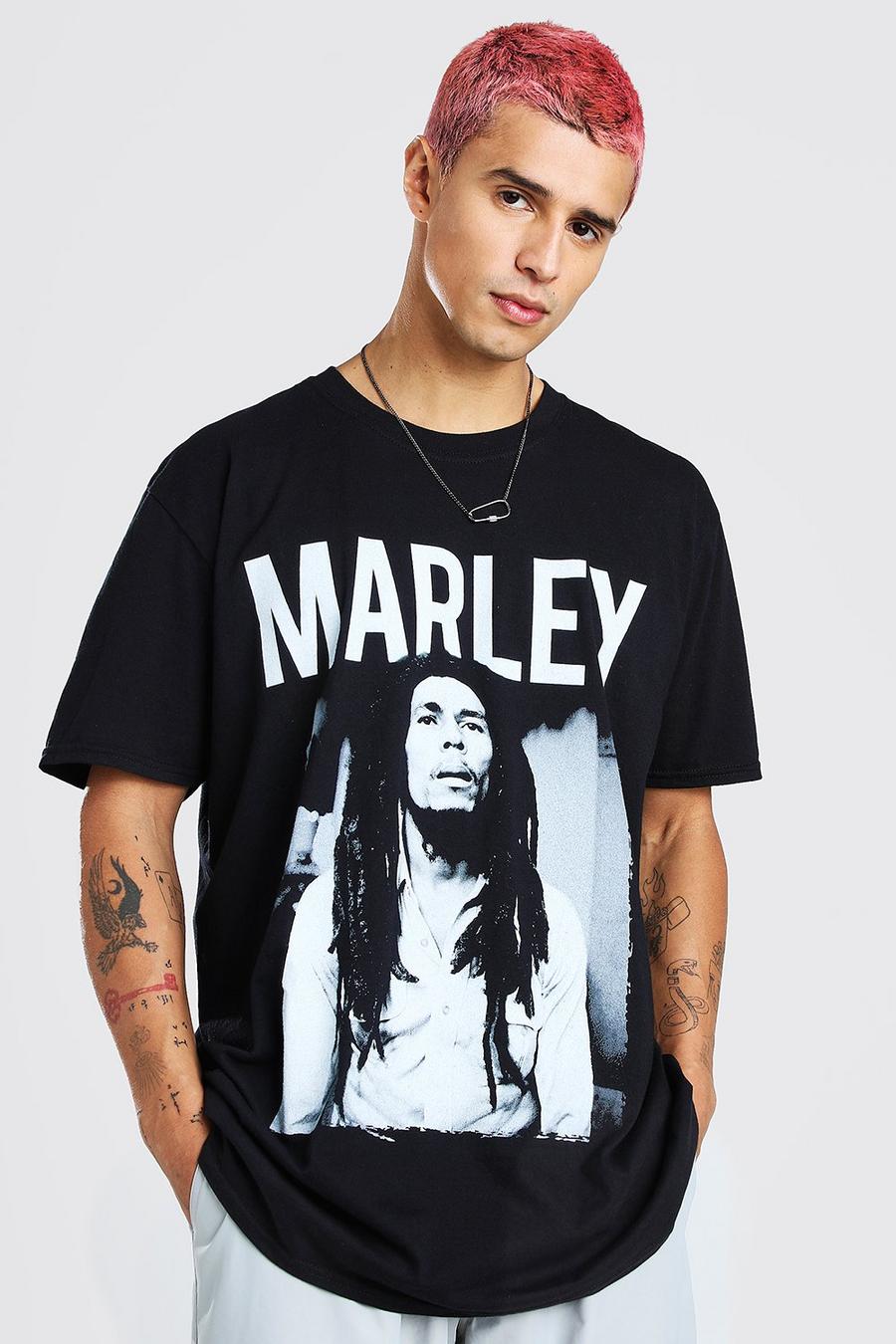 Black Oversized Bob Marley License T-Shirt image number 1