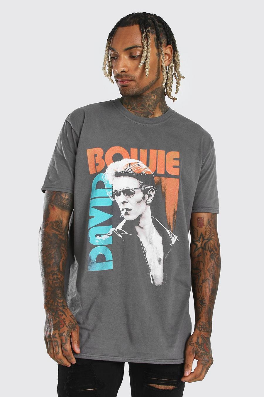 Lizenz T-Shirt in Übergröße mit David Bowie-Print, Anthrazit image number 1