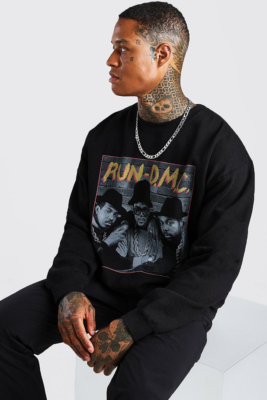 Black RUN DMC Oversize sweatshirt med tryck image number 1