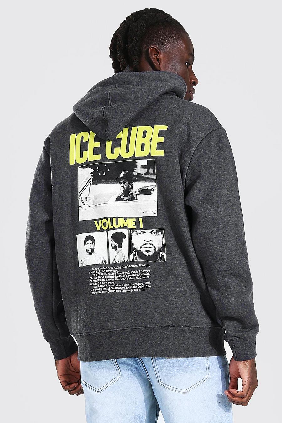 Charcoal Oversized Ice Cube Back Print License Hoodie image number 1