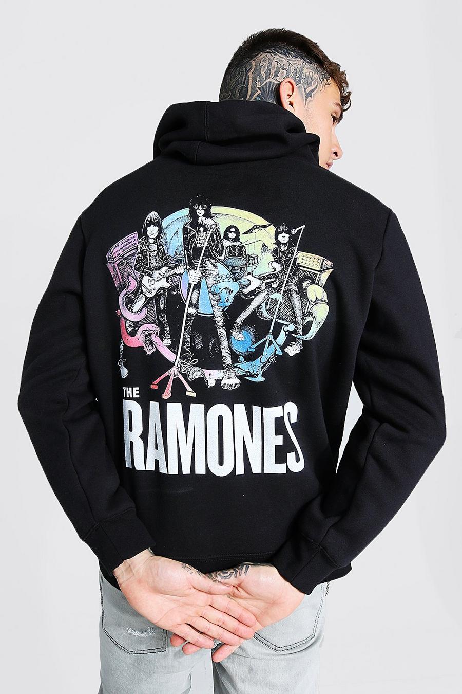 Hoodie in Übergröße mit lizenziertem Ramones-Motiv, Schwarz noir image number 1