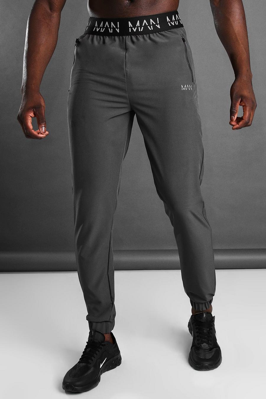 Charcoal Man Active Tapered Track Pant With Man Waistband image number 1