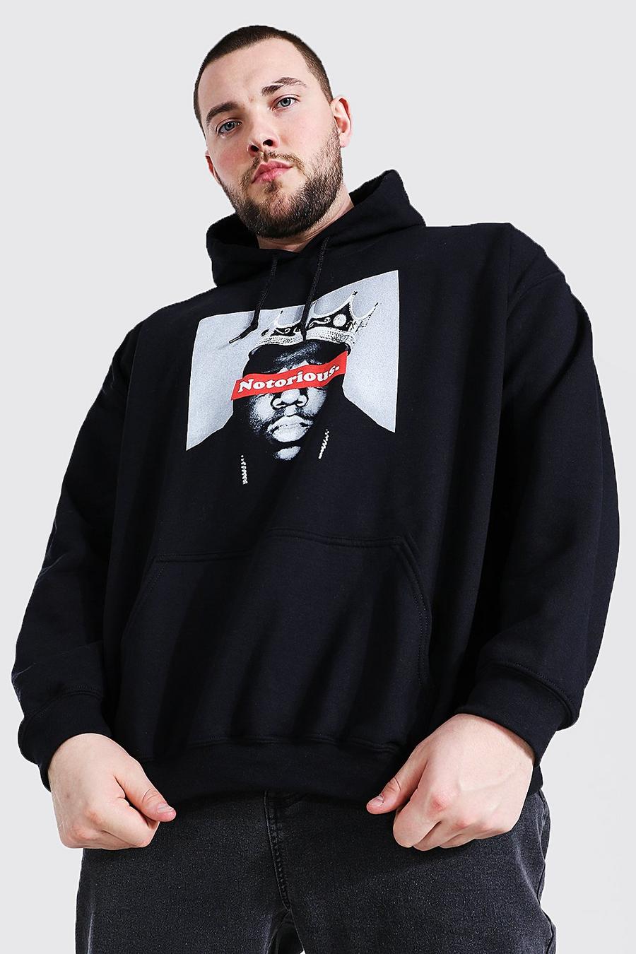 Black Plus Size - "Notorious Big" Hoodie med officiellt tryck image number 1