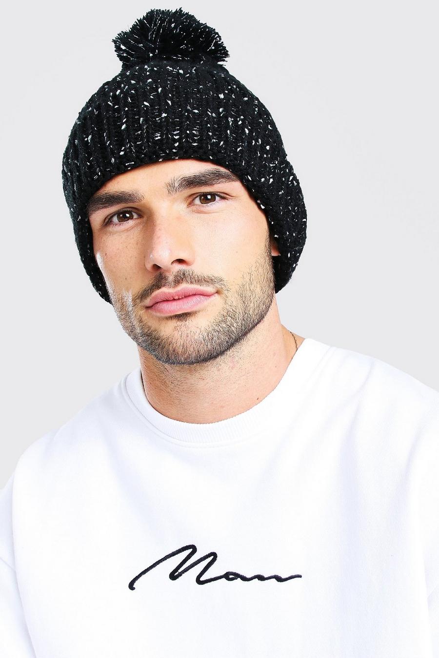 Speckled Rib Knitted Bobble Beanie image number 1