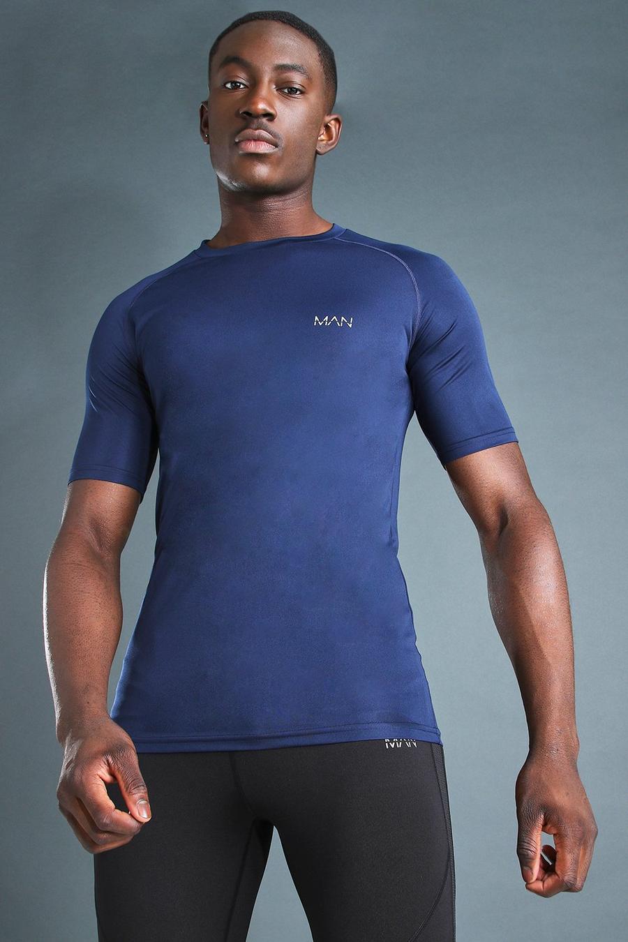 Camiseta raglán de deporte HOMBRE, Azul marino image number 1