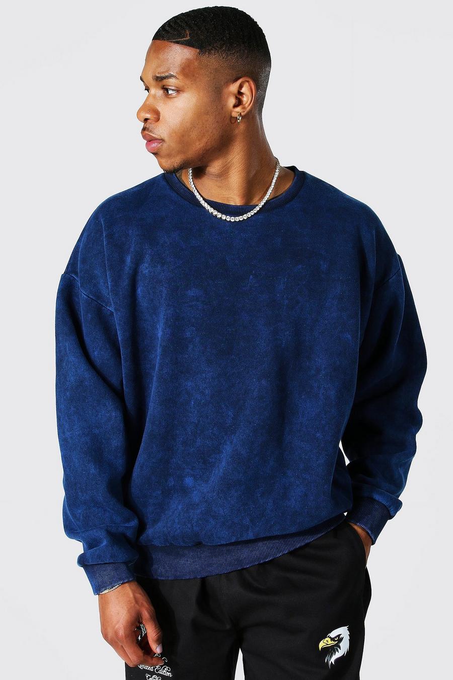 Navy marinblå Oversize sweatshirt med rund hals
