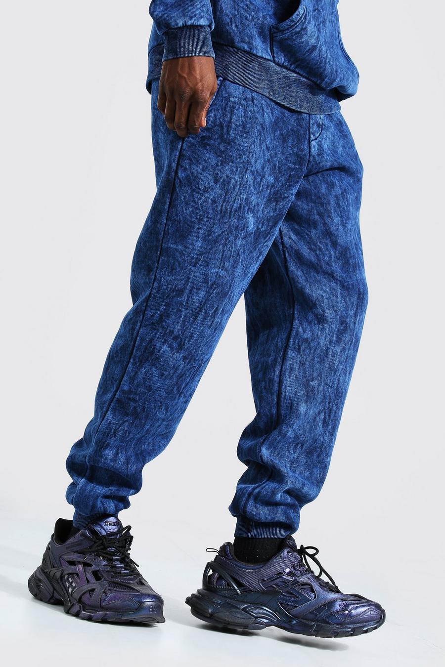 Navy Regular Fit Overdyed Joggers image number 1