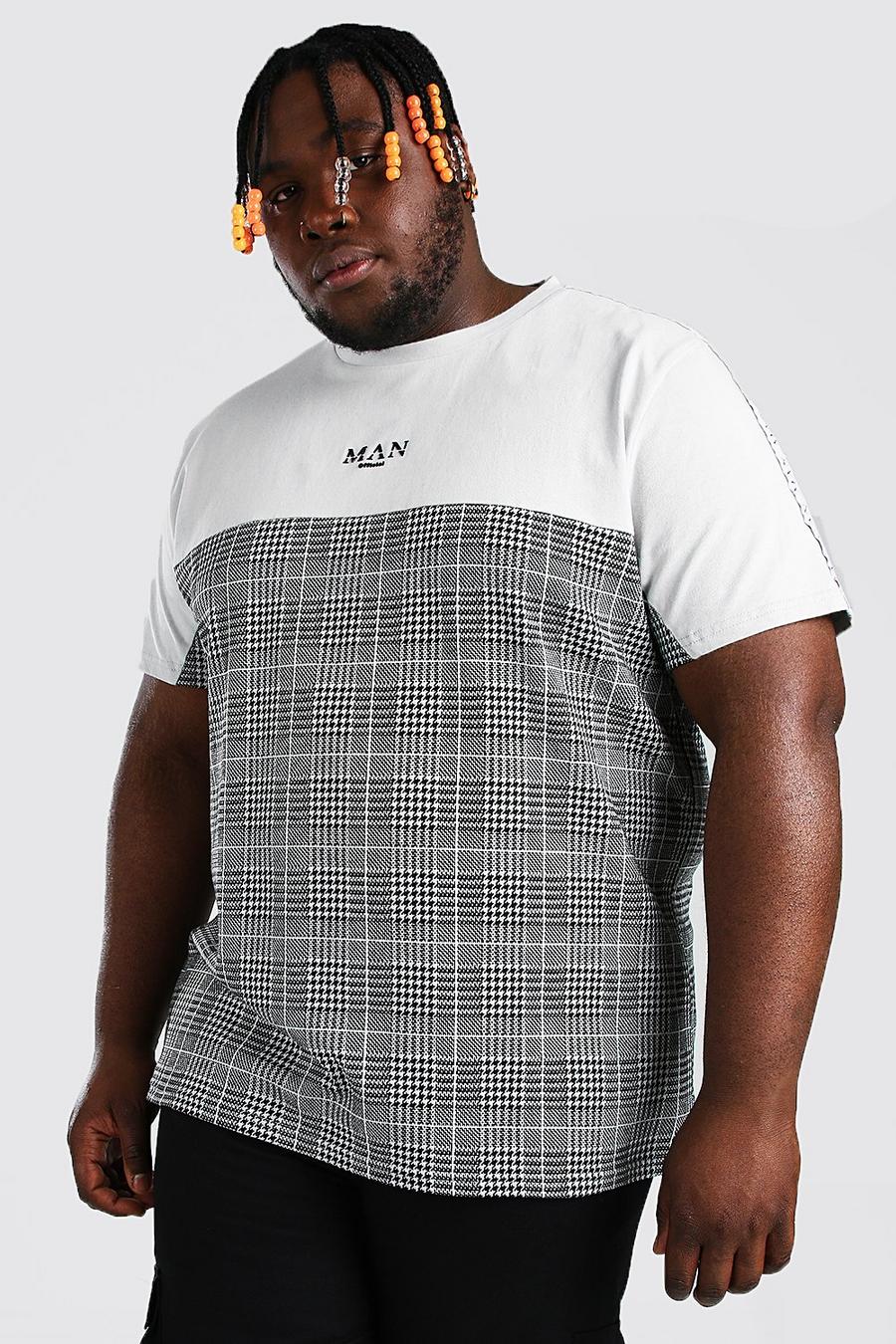 Black Plus Size - MAN Roman T-shirt med jacquardmönster och kantband image number 1