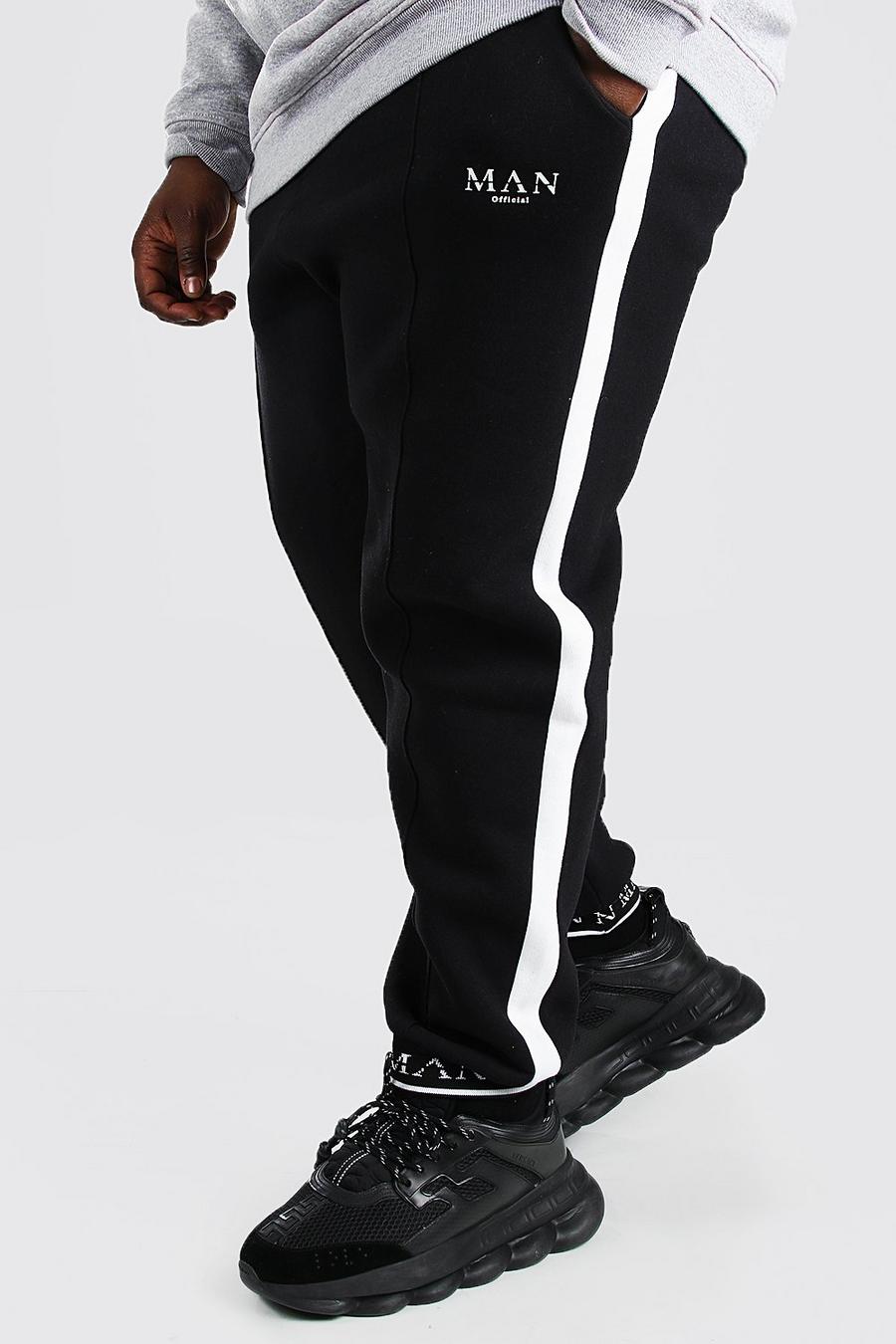 Black Plus Size Man Roman Cuff Slim Fit Track Pants image number 1