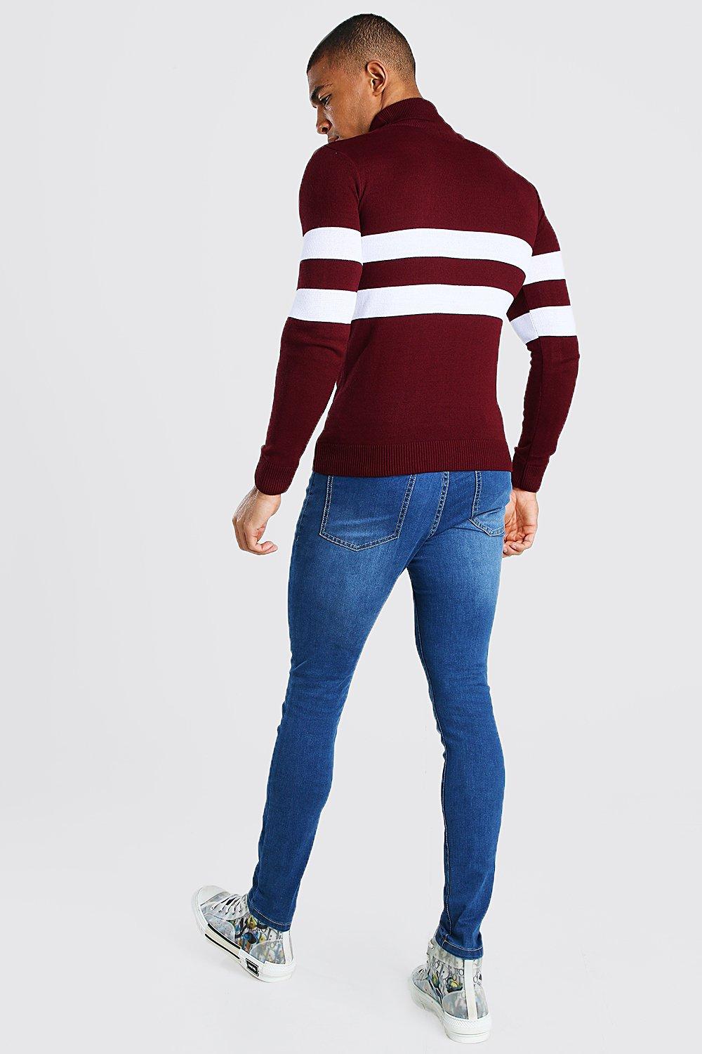 Muscle Roll Neck Ribbed Jumper