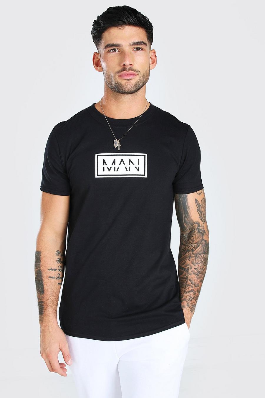 T-Shirt mit Original Man-Motiv mit doppeltem Rahmen, Schwarz image number 1