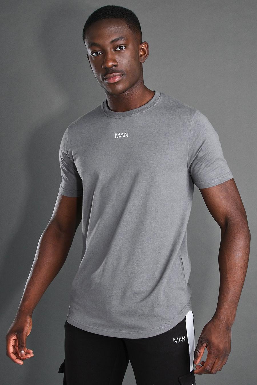 Charcoal MAN Active Curved Hem Short Sleeve T-Shirt image number 1