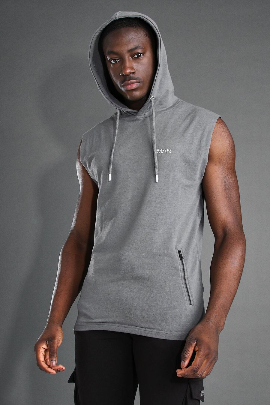 Charcoal Man Active Mouwloze Fitness Hoodie image number 1