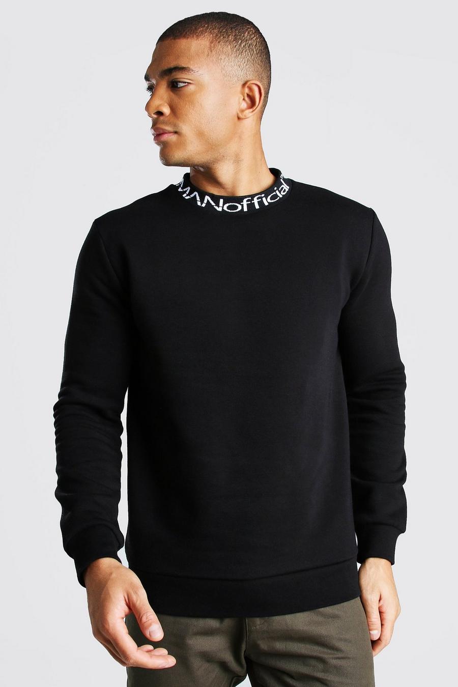MAN Official Sweatshirt mit Jacquard-Kragen, Schwarz image number 1