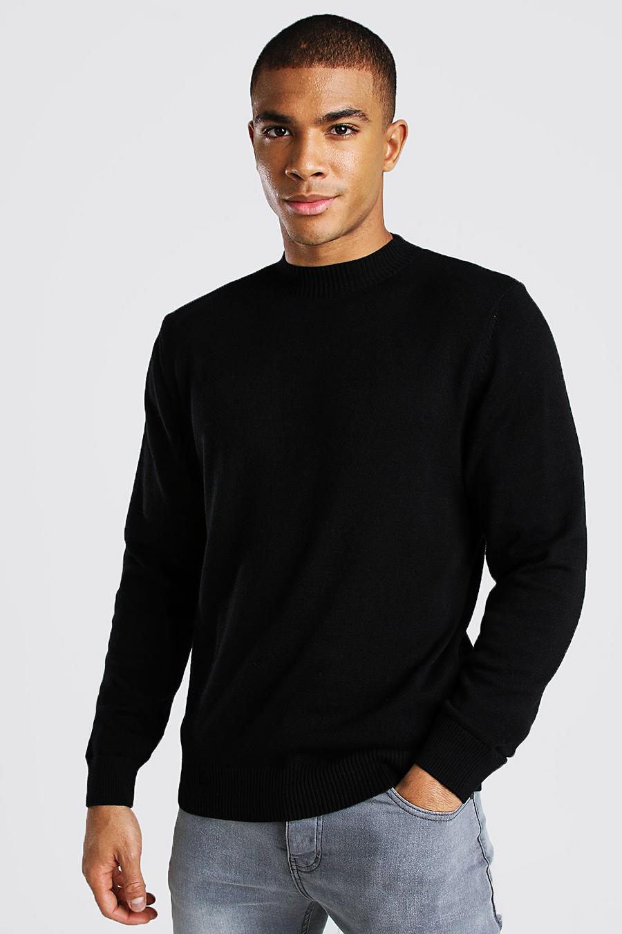 שחור סוודר עם צווארון גולף image number 1