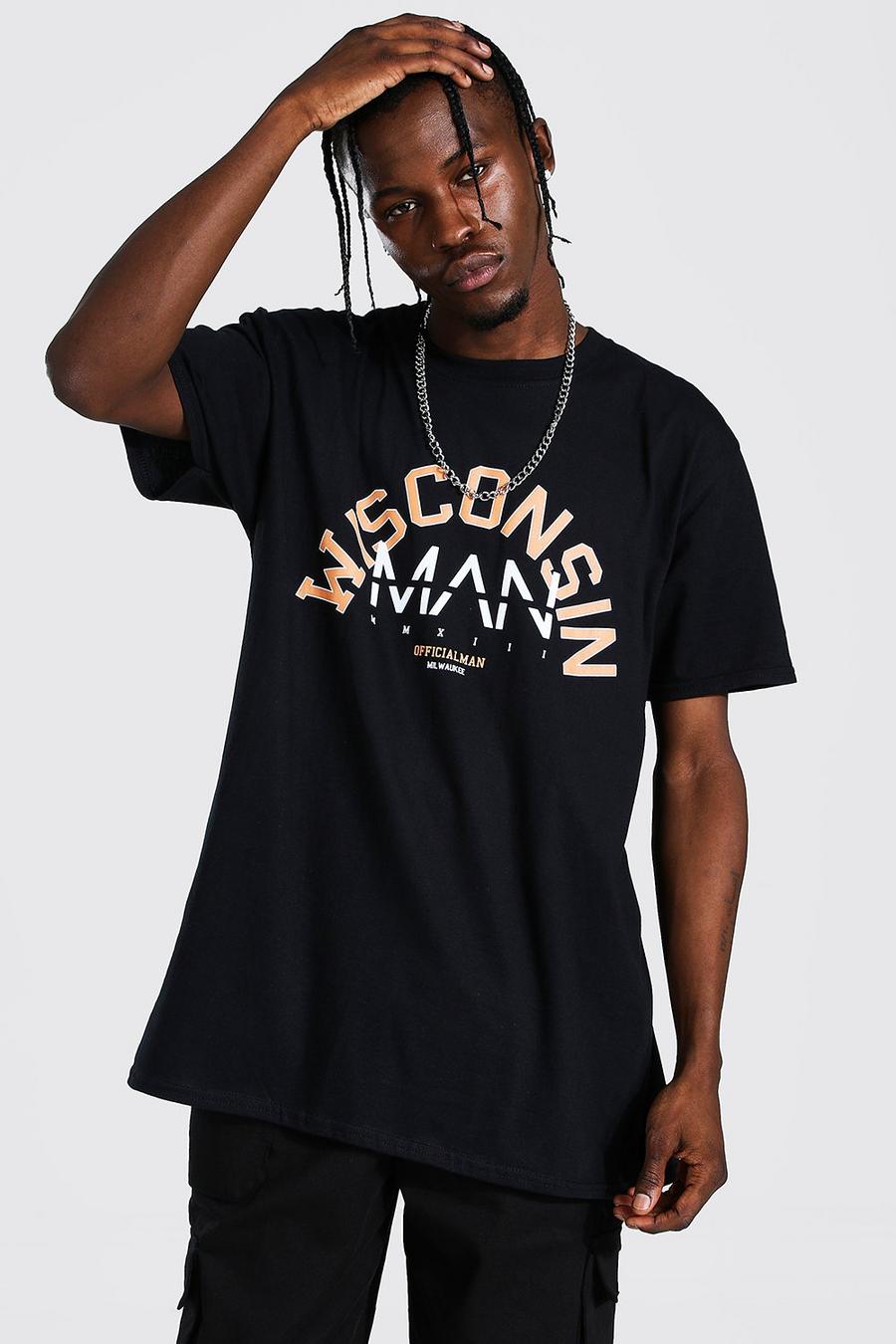 Black Original Man Oversized Wisconsin T-Shirt image number 1