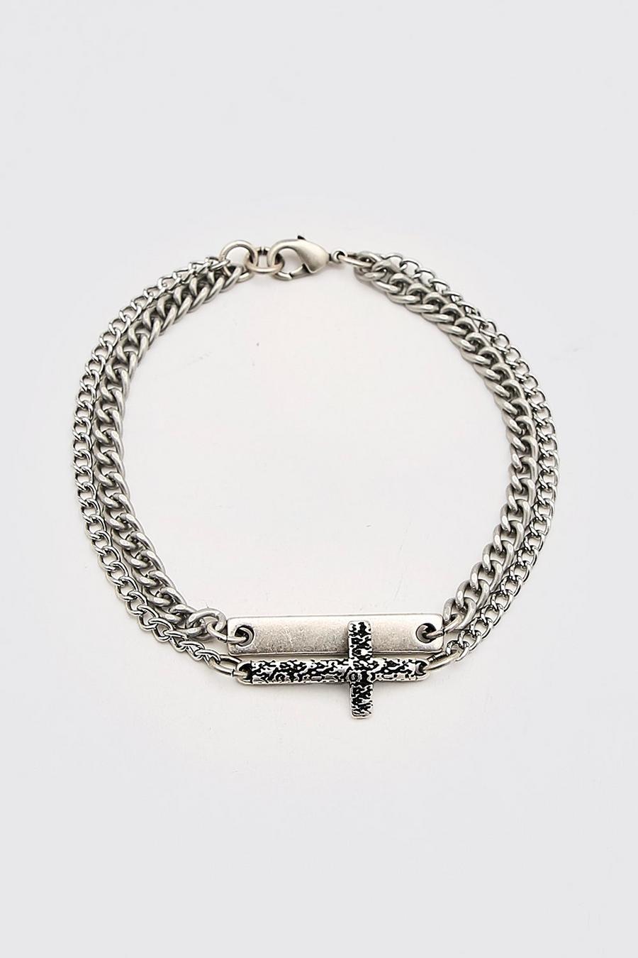 Armband mit grobem Kreuz, Silber image number 1