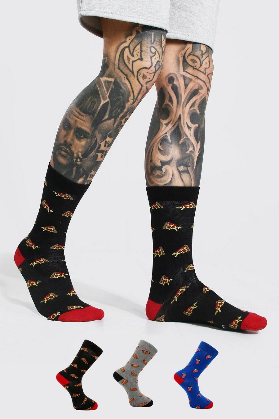 מולטי מארז 3 זוגות גרביים עם דוגמאות ג'אנק פוד MAN image number 1